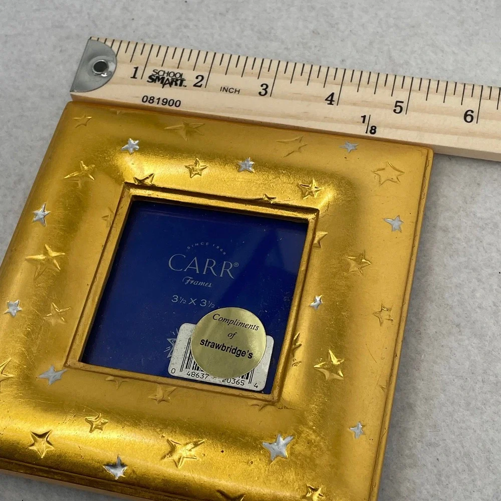 Vintage 1997 Carr Frames Gold Star Celestial Square Photo Frame 3.5x3.5